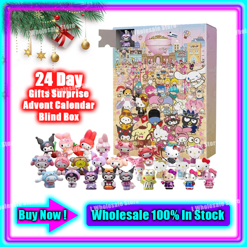 Sanrio Hello Kitty 24 Day Christmas Halloween Gifts Box Countdown Surprise Advent Calendar Boxes PVC Decoration Toys KIds Gifts