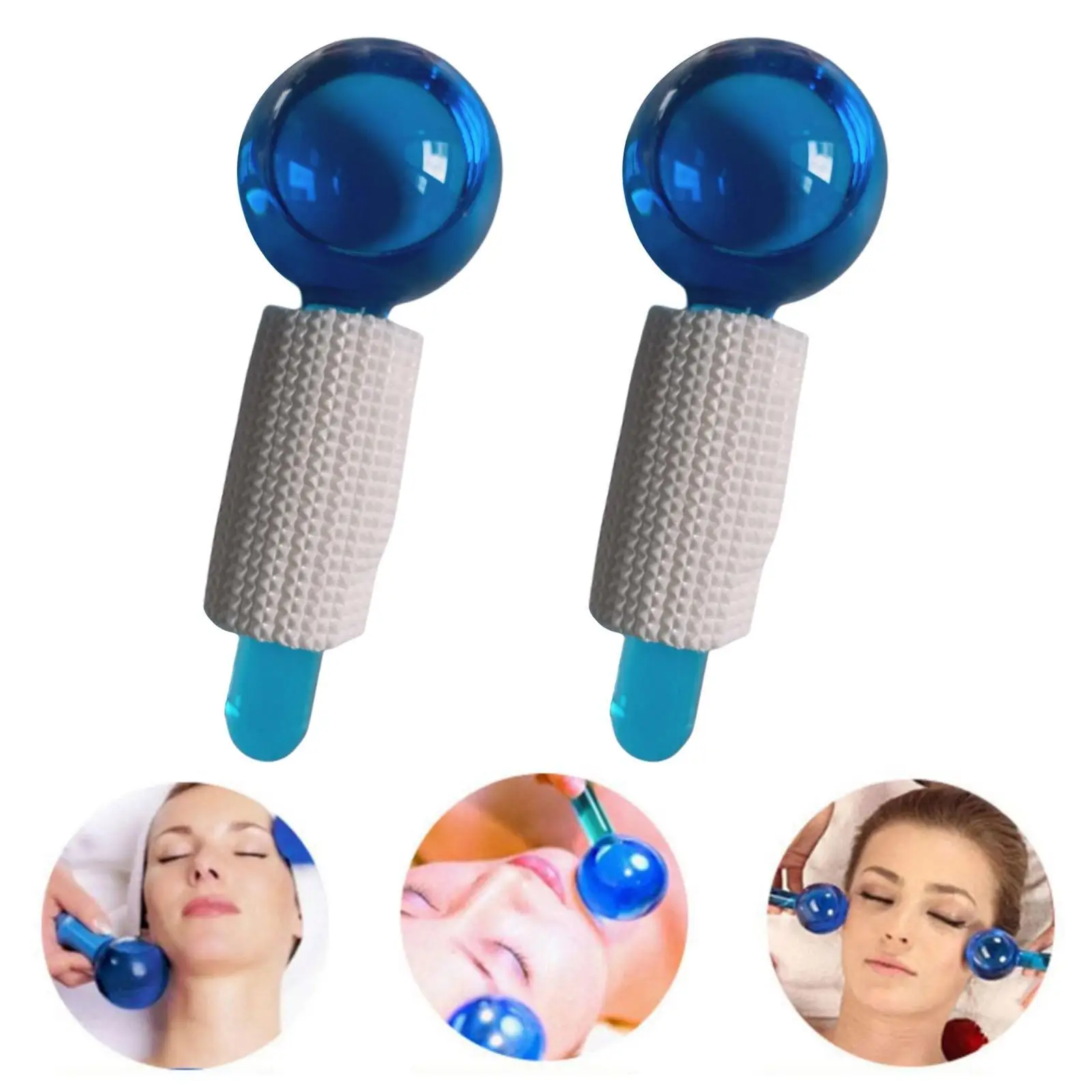 2Pcs Ice Globe Anti-Aging Face and Eye Skin Treatment Cooling Facial Roller Twinkle Clear images - 6