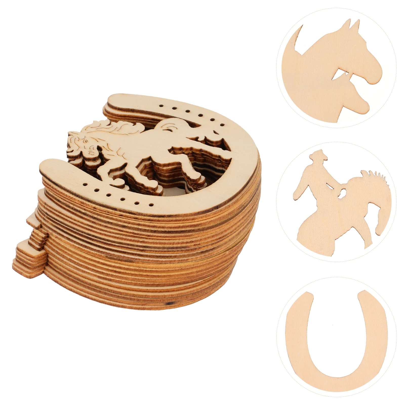 

Wood Slices Horseshoe Design Wood Chips DIY Handmade Graffiti Chip Wooden Hoof Decoration Blank Piece DIY