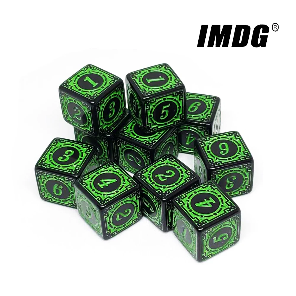10pcs/pack Acrylic D6 Carved Pattern Dice 6-sides Accessories Polyhedron Digital Game Cubes game dice acrylic dice