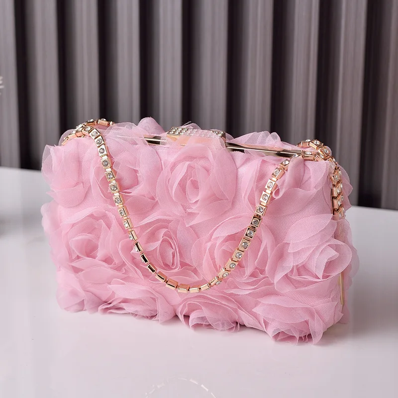 Nuevo bolso de noche con asa de gasa para damas, bolso de hombro exquisito a la moda para niñas, bolso cruzado de cadena simple de color puro para niñas