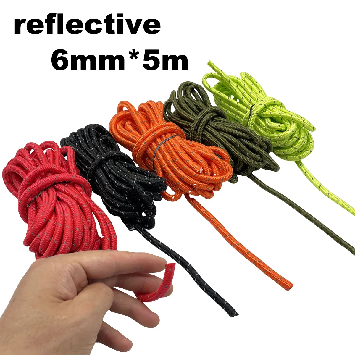 5m 6mm Thick Rope Reflective Camping Wind Rope Tent Multifunction Line Outdoor Sports Hiking Tent Accessories Outdoor Tent Ropes Camping Tent Accessories Camping Rope Buckle Camping Cord Buckles Camping Clothesline Rope