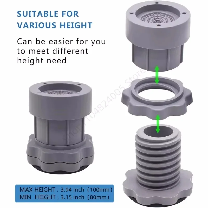 Noise-Reducing Non-Slip Washing Machine and Furniture Lifting Pads - Adjustable Height (Set of 4)