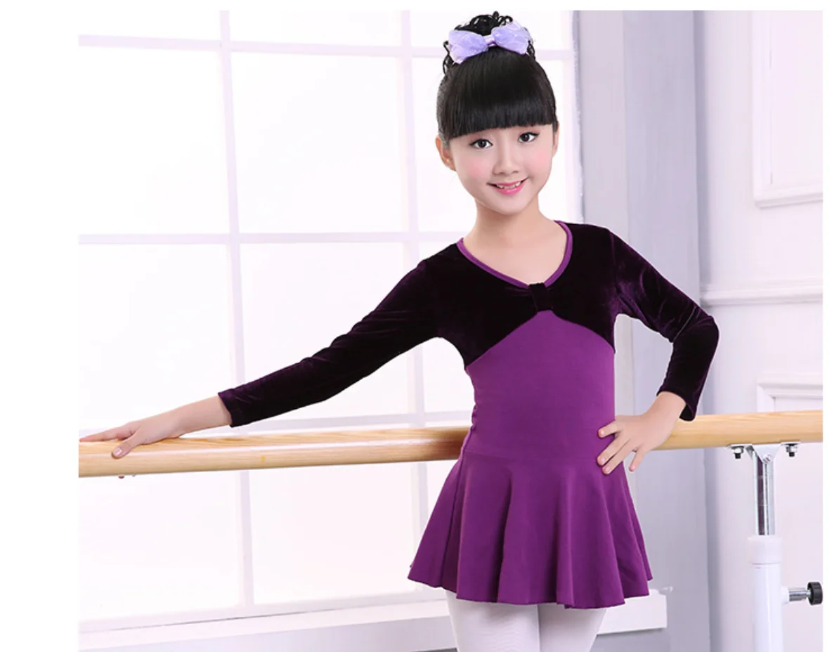 

1pcs/lot children ballet dancing velvet cotton dress girl autumn winter ballet dancing costumes