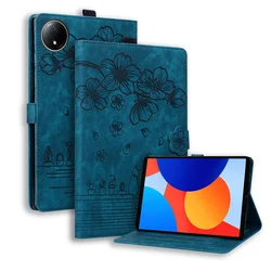 Adorable Cat Imprint PU Leather Wallet Cover for Xiaomi Redmi Pad SE 8.7 (Blue)