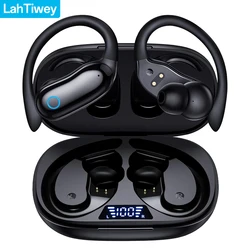Wireless Earbuds with 96 - Hour Playback, Waterproof Stereo Sound, and Earhooks (Black)