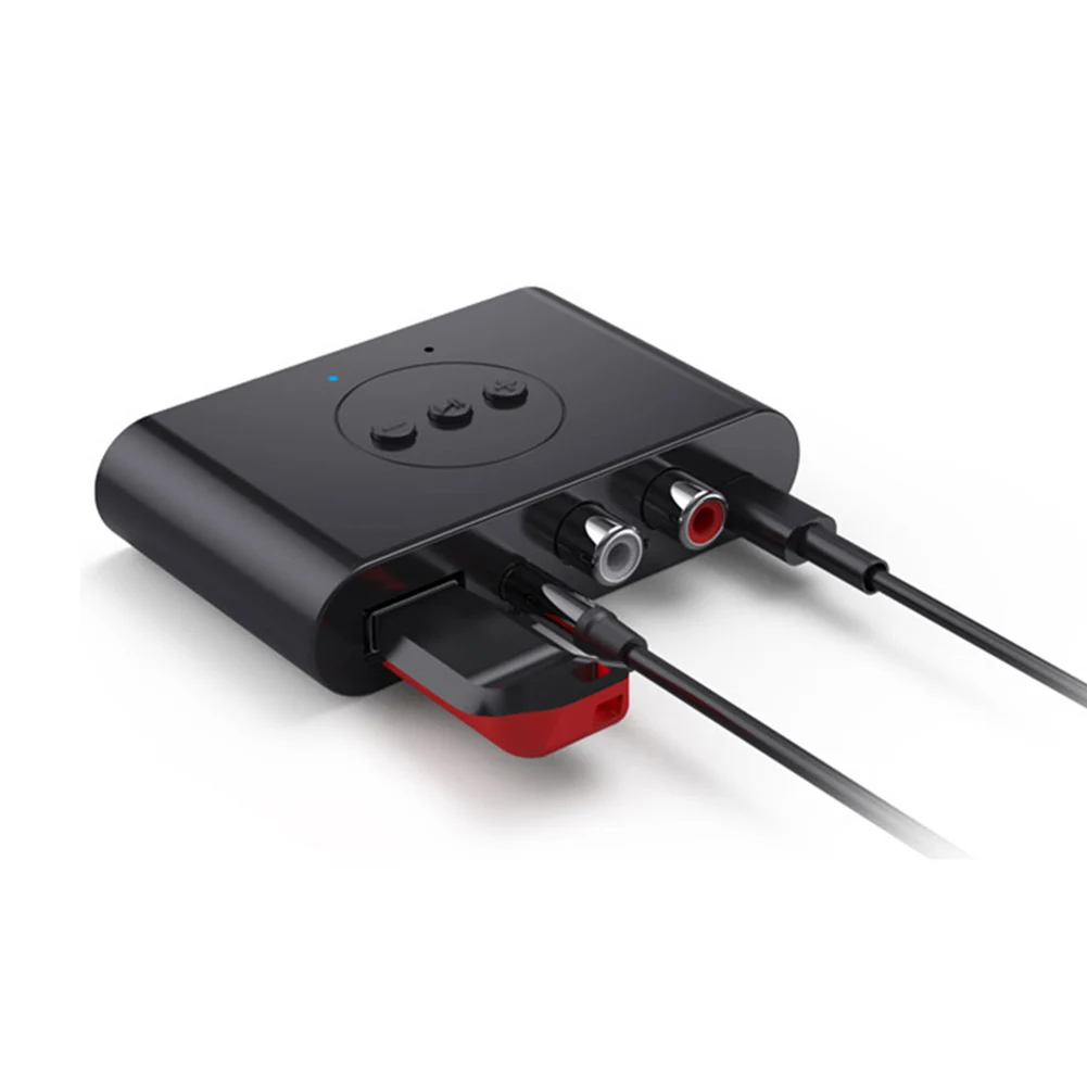 차량용 오디오 리시버 U 디스크, RCA 3.5mm AUX NFC Bluetooth-Compatible5.2 무선 오디오 어댑터, 지지대 USB 플래시 드라이브 재생