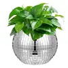Disco Ball Flower Pot Disco Ball Flower Vase Silver Mirror Glass Decor Vase Planter Disco Ball Plant Holder for home decoration 1