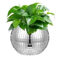 Disco Ball Flower Pot Disco Ball Flower Vase Silver Mirror Glass Decor Vase Planter Disco Ball Plant Holder for home decoration 1