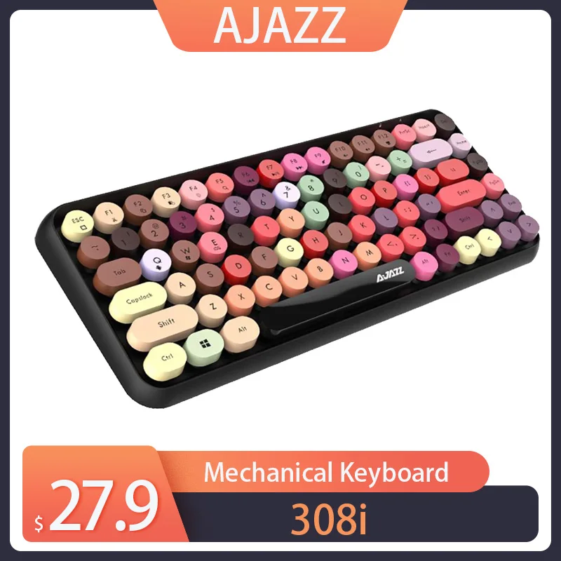Ajazz 308i Bluetooth Wireless Keyboard 84 Classic Round Keys Auto Sleep