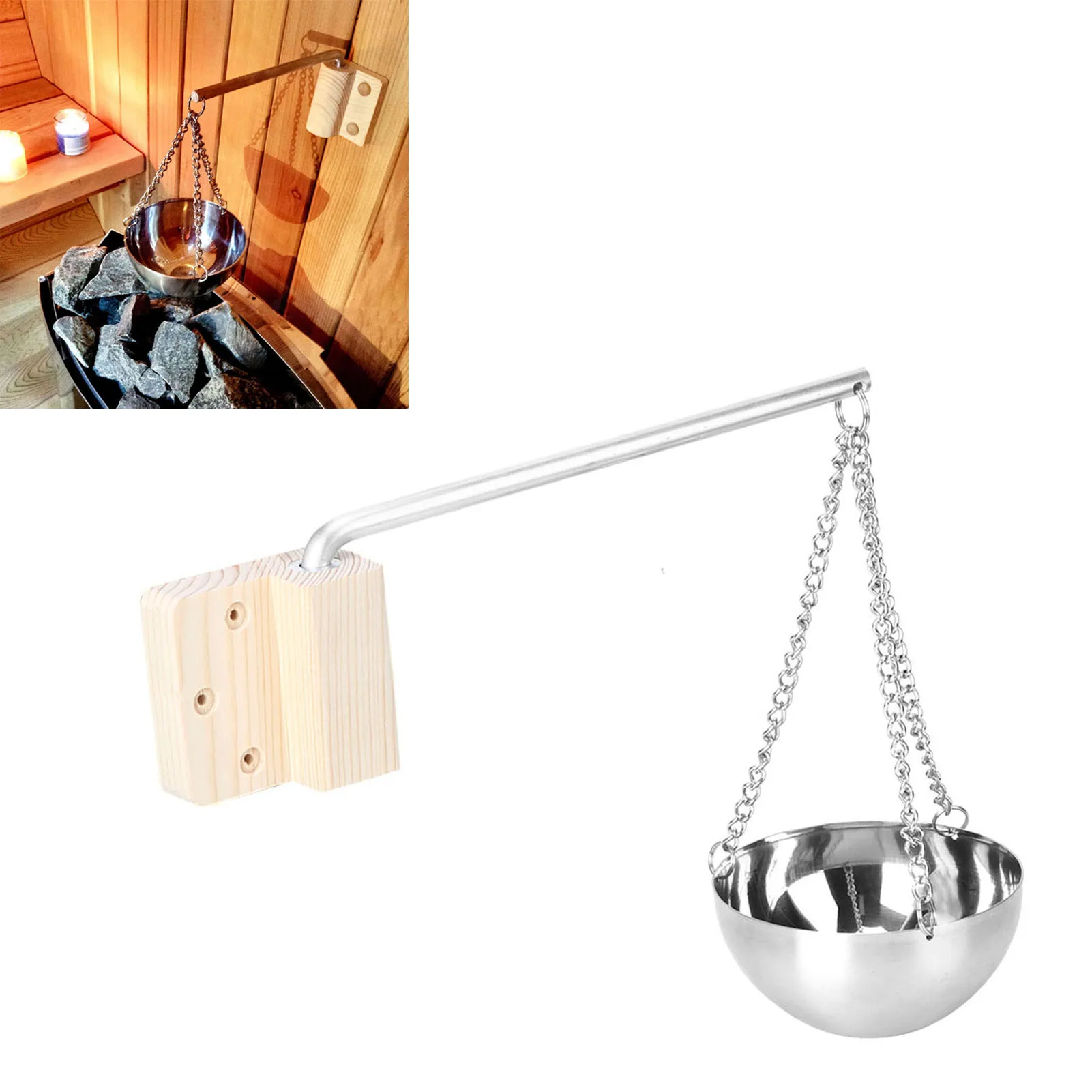 สแตนเลสซาวน่า AROMA ชามถ้วยน้ํามันหอมระเหยชามซาวน่าห้องอุปกรณ์เสริมที่จําเป็นสําหรับซาวน่าแบบดั้งเดิมหรือซาวน่าอินฟราเรด 1