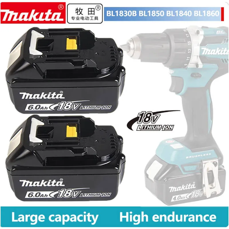 

Makita 18V Battery 5Ah-6Ah 18650 Lithium ion Replacement BL1860B BL1860 BL1850 Rechargeable Power Tool Battery DDF486 DF488