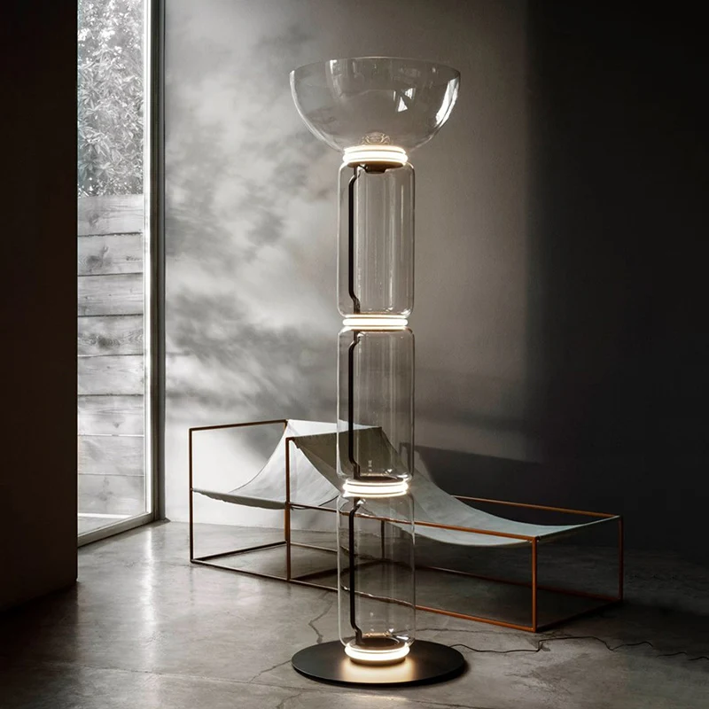 

L5102 minimalist glass shade floor light decorative can shaped floor lamp led floor lamp for bedroom