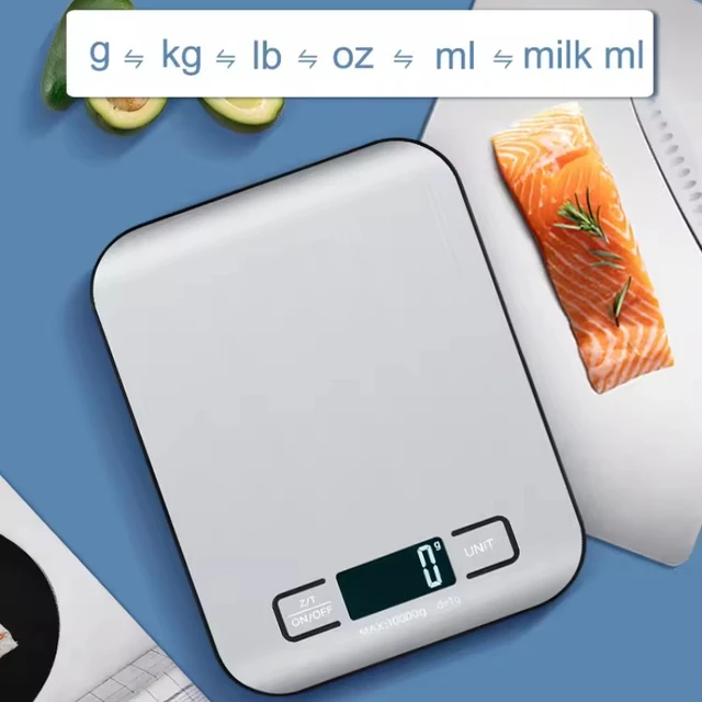 Bilancia da cucina digitale Display a LED 5kg/1g Pannello in acciaio inossidabile Bilancia elettronica Gioielli per la casa Snack alimentari Pesatura Strumenti di cottura 2