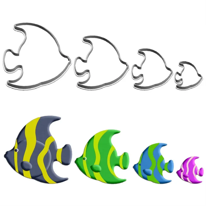 Four Specifications Cartoon Aquatic Animal Plastic Molds Cake Fondant Cookie Sushi and Fruits Cutters