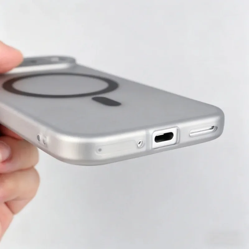 Translucent Frosted Magnetic Soft TPU Case with Camera Protection and Magsafe Compatibility