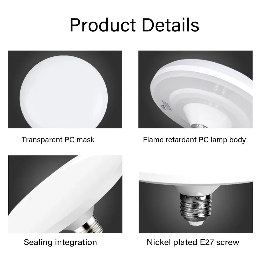 LED Bulb 1PC 220V E27 Base Energy Saving Lamp 20W 30W 40W 60W 100W Options Indoor Flying Saucer Light Ampoule