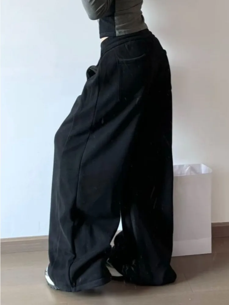 HOUZHOU Y2k Vintage Baggy Warm Sweatpants Pink Thick Korean Fashion Oversized Pants Harajuku Streetwear Trousers Winter Autumn 5