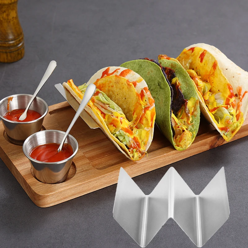 1pcs Stainless Steel W-Shaped Mexican Pizza Holder Stand Pancake Rack Tray Taco Plates Display Stand Kitchen Tools For Oven