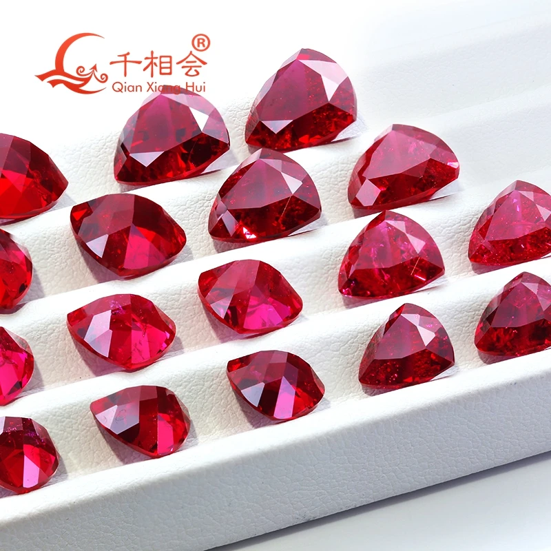 trillion shape lab created ruby red color natural cut including