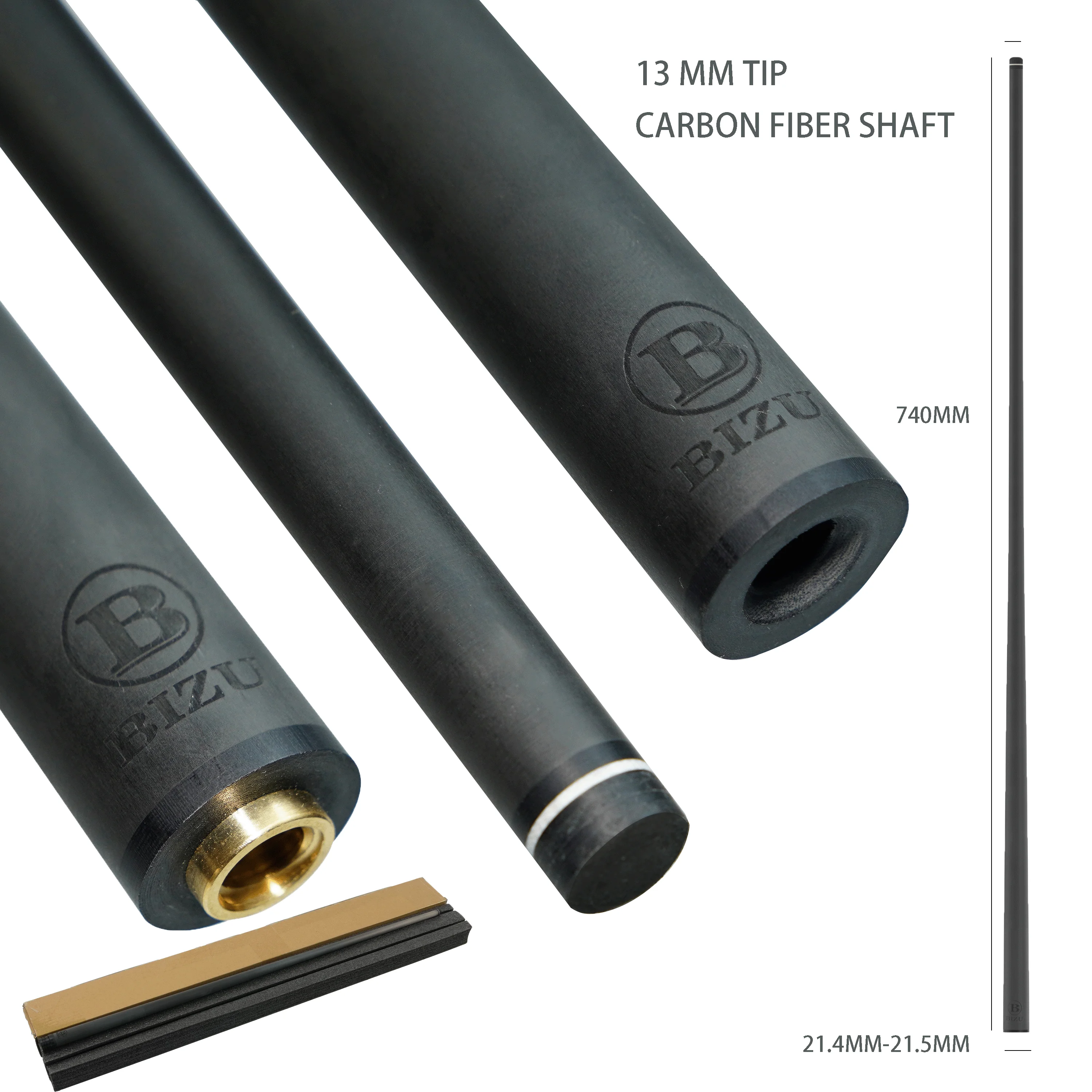 ビリヤード　カーボンシャフト　先13mm BIZU 13 ミリメートルカーボンプールビリヤードキューシャフトブラック