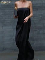 Clacive Summer Loose Black Women's Dress 2025 Fashion Strapless Sleeveless Maxi Dresses Sexy Classic Solid Dress Female Clothing - Image 2