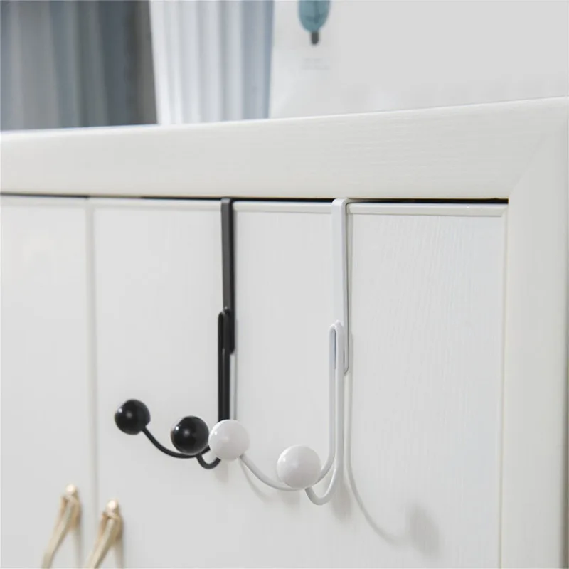 Double Hanger Hooks Over The Door Free Punching for Hanging Hats Bags Holder Tie Scarf Key Hook Clothes Coats Rack Towel Shelf storage hook door hook