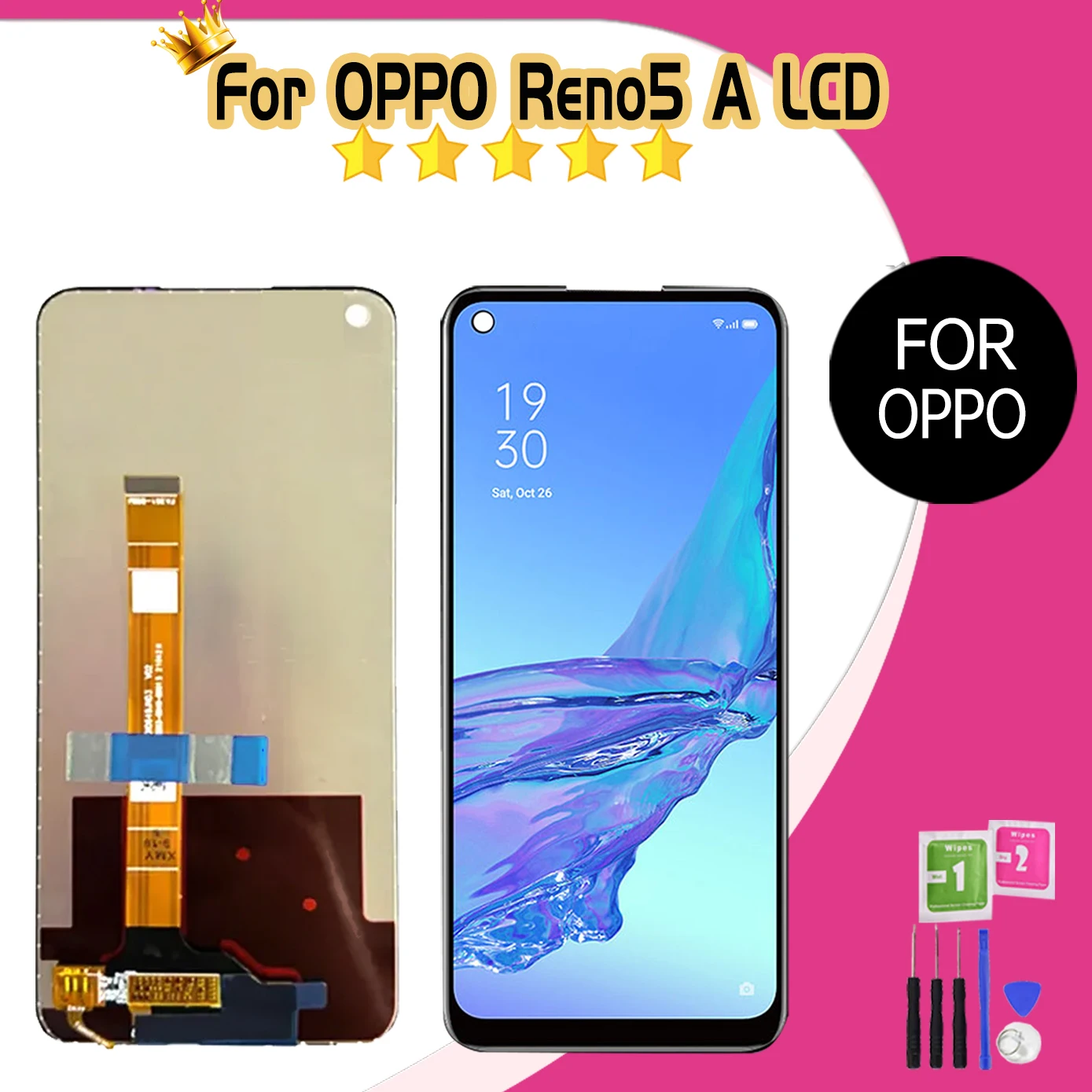 Tested LCD 6.5" for Oppo Reno5 A 5G CPH2199 A101OP Display Touch Screen Assembly