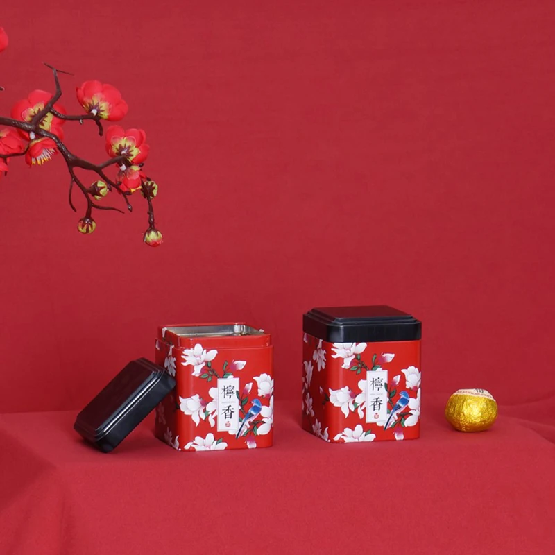 Tea Sealed Box Kitchen Storage Container Jar Tin Square Can Candy Canister Empty Box Creative Small Tea Caddy 2Pcs