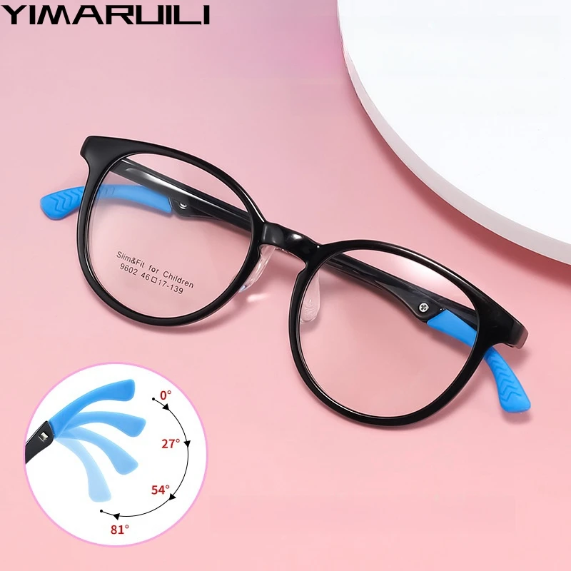 YIMARUILI Boy and Girl Fashion Ultralight Sports Kids Glasses Frame Retro Round Optical Prescription Children's Eyeglasses 9602