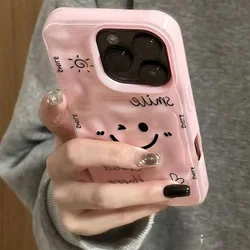 Vibrant Cartoon Smile Angry Face Phone Case with Colorful Texture TPU Cover - iPhone 15 Plus (FE - P8465)