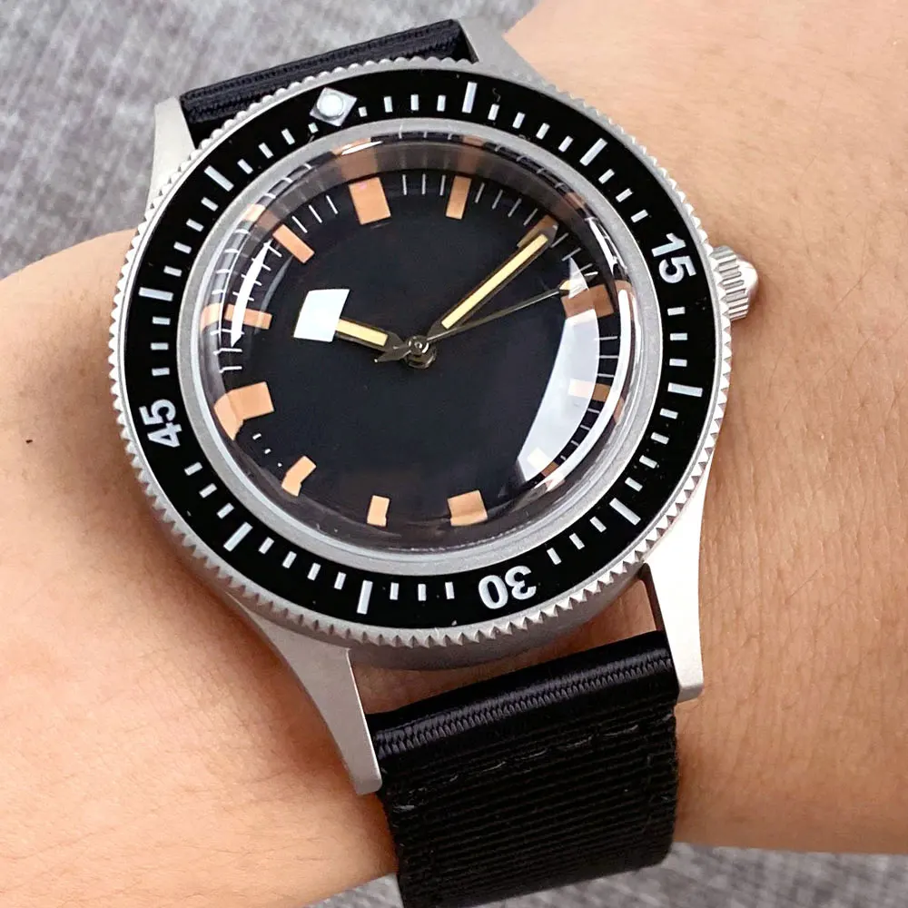 20ATM Vintage 50 F Tandorio 40MM Automatic NH35 PT5000 Movement Men Watch Super Lume Bezel Black Dial Lume Dome Sapphire Glass quote i am a mistress who dechire key chain jewelry merci maitresse glass dome cabochon super maitresse keyring gratitude gift