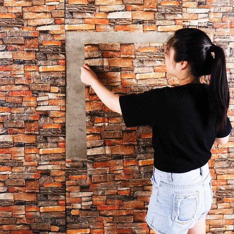 Impermeável Autoadesivo Faux Brick Wallpaper Quarto Home Decor Decoração do Fundo Faça Você Mesmo Sala de Estar 70cm 1m