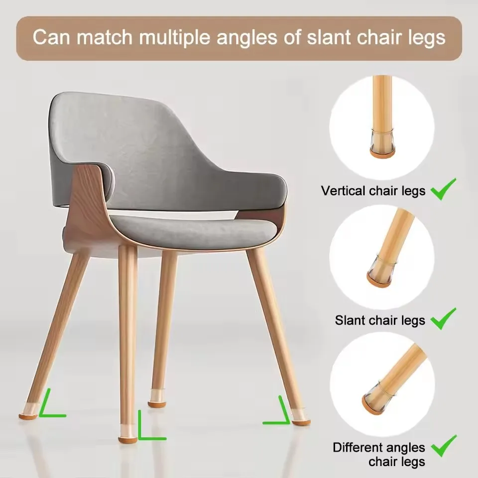 Silicone Chair Leg Floor Protectors - Set of 8, Noise-Reducing and Floor-Safe Covers