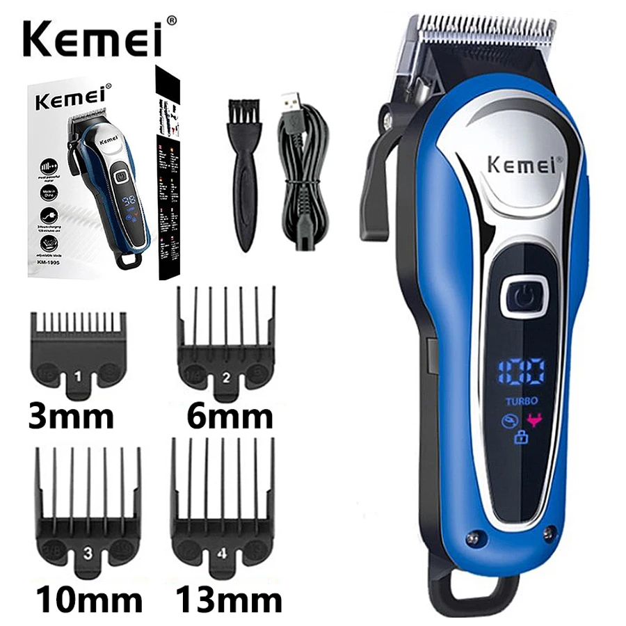 

Kemei KM-1995 Men's Electric Hair Clipper USB Rechargeable Men's Adjustable Electric Beard Trimmer Hair Trimmer Machine
