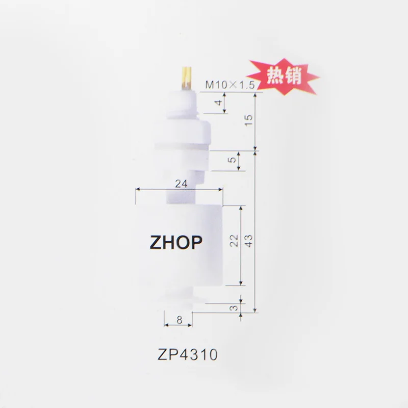 M10*43mm 100V 220V Mini Type Float Switch Water Level Liquid Sensor ZP4310