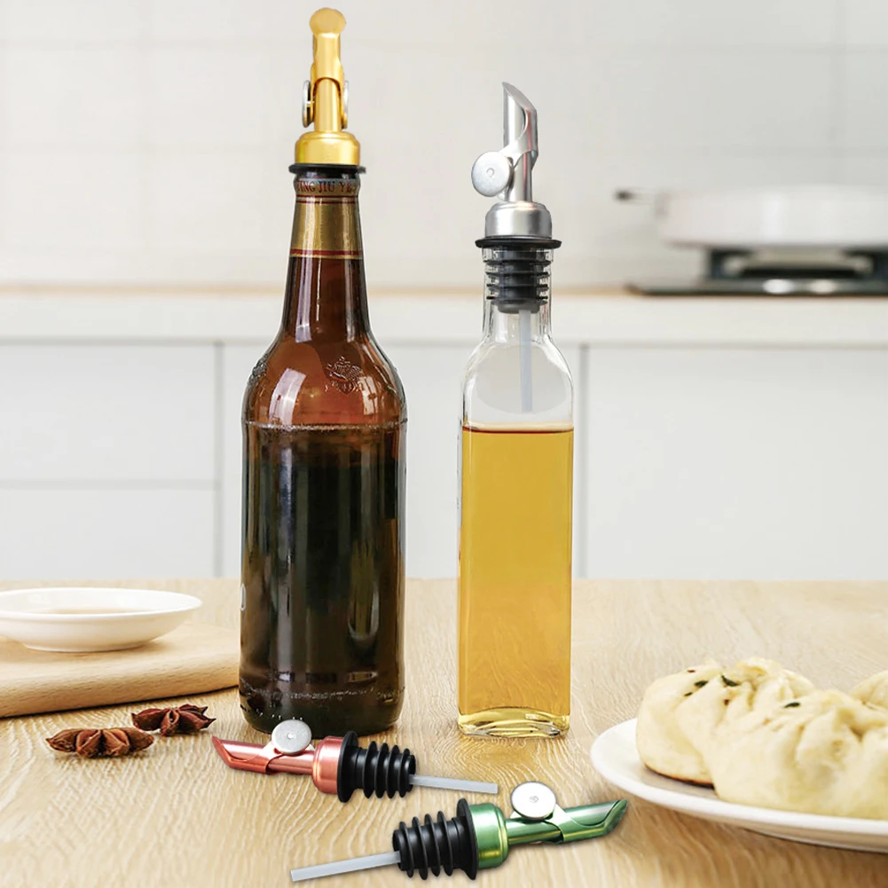 1pc Bottle Pourer Auto Flip Liquor Bottle Pourer for Alcohol Stainless Steel Pour Spout with Plug for Cocktail Olive Oil Vinegar liquor pourers liquor dispenser