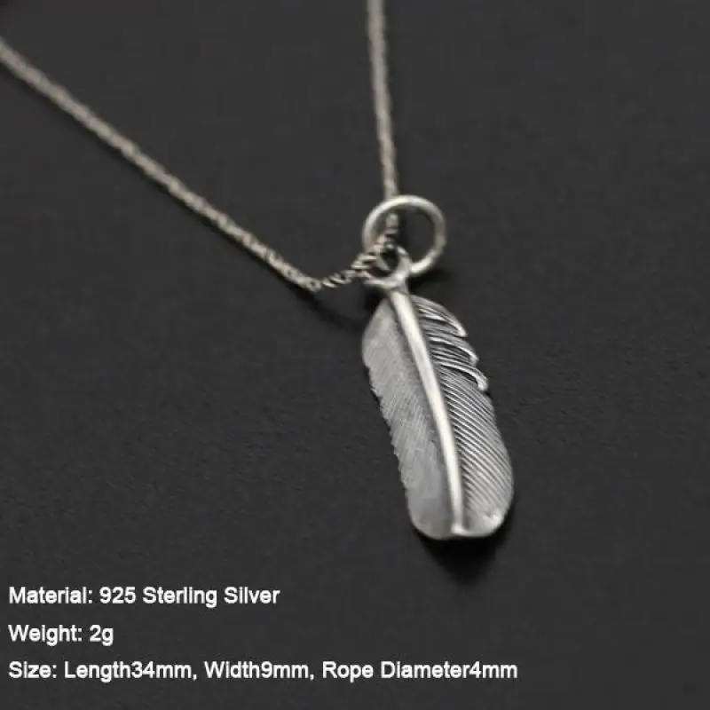Pendant Necklace Silver Pendant Real 925 Sterling Silver Wing Pendant Retro Vintage Type Eagle Feather Pendants For Men And Women