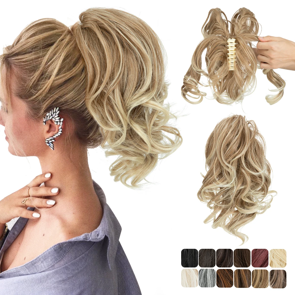 Clip in ponytail extensions SARLA Premium Synthetic Diy Claw Clip Hairpiece Hair Bun Fake Blonde Natural Hair False Pigtail P026