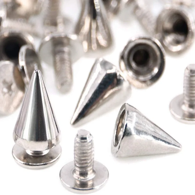 100Sets 9.5mm Cone Spikes Metal Screwback Studs And Spikes for DIY  Leathercraft Decoration Punk Rock Style Clothing Accessories - AliExpress