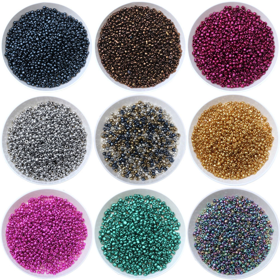 1000pcs 2mm Lacquer Charm Czech Glass Seed Beads Round Spacer Beads for DIY Handmade Bracelet Necklace Earrings
