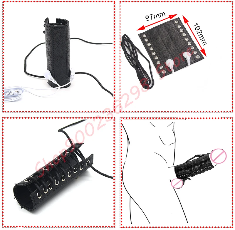 Electro Sex Toys Electric Sex Toys E-stim Penis Ring Glans Testicle Loops Massage Electric Shock Bdsm Cock Sheath Ball Stretcher for Men Host Cable