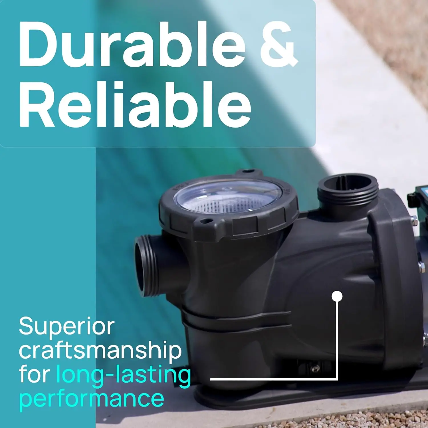 3 HP Pool Pump 8964GPH 220V 2 Adapters Powerful In/Above Ground Self Primming Swimming Pool Pumps with Filter Basket