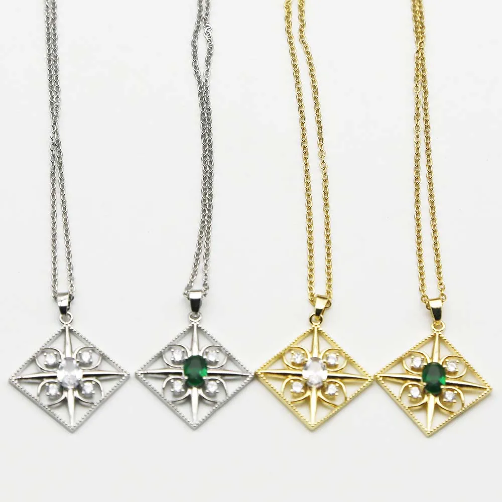 Retro Simple Stainless Steel Diamond Pendant Necklace Design Sense Temperament Light Luxury Women Clavicle Chain Fashion Jewelry