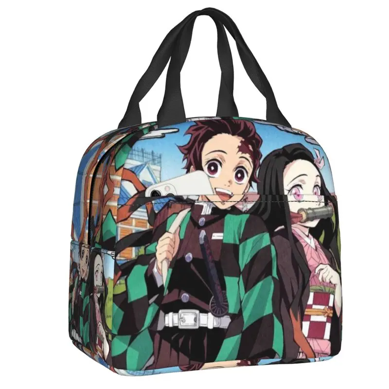 

Demon Slayer Tanjirou And Nezuco Thermal Insulated Lunch Bags Kimetsu No Yaiba Resuable Lunch Tote for Travel Storage Food Box