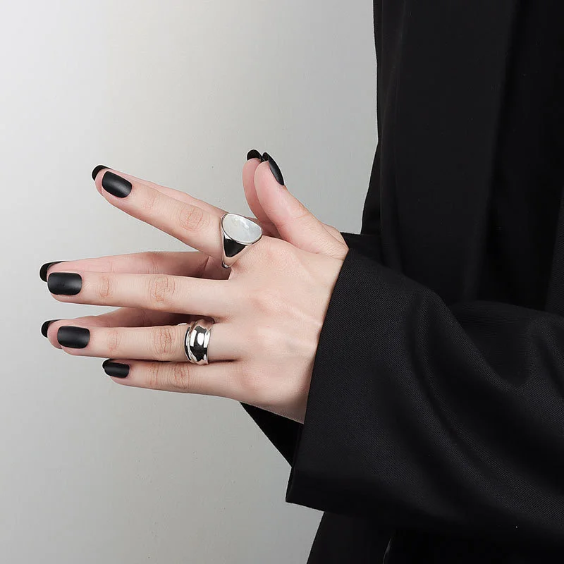 Fashion Ring Trendy Shell Geometry For Women Simple Vintage Silver Elegant Wedding Party Jewelry Accessories Gift