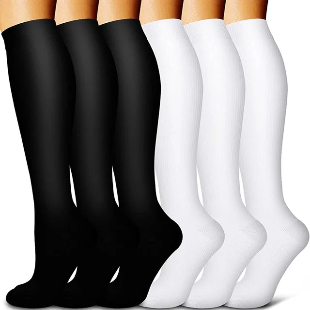 5/6 Pairs Men and Women Compression Socks Circulation Recovery Varicose Veins Nursing Travel Running Hiking Sports Socks 6 pairs-YY003