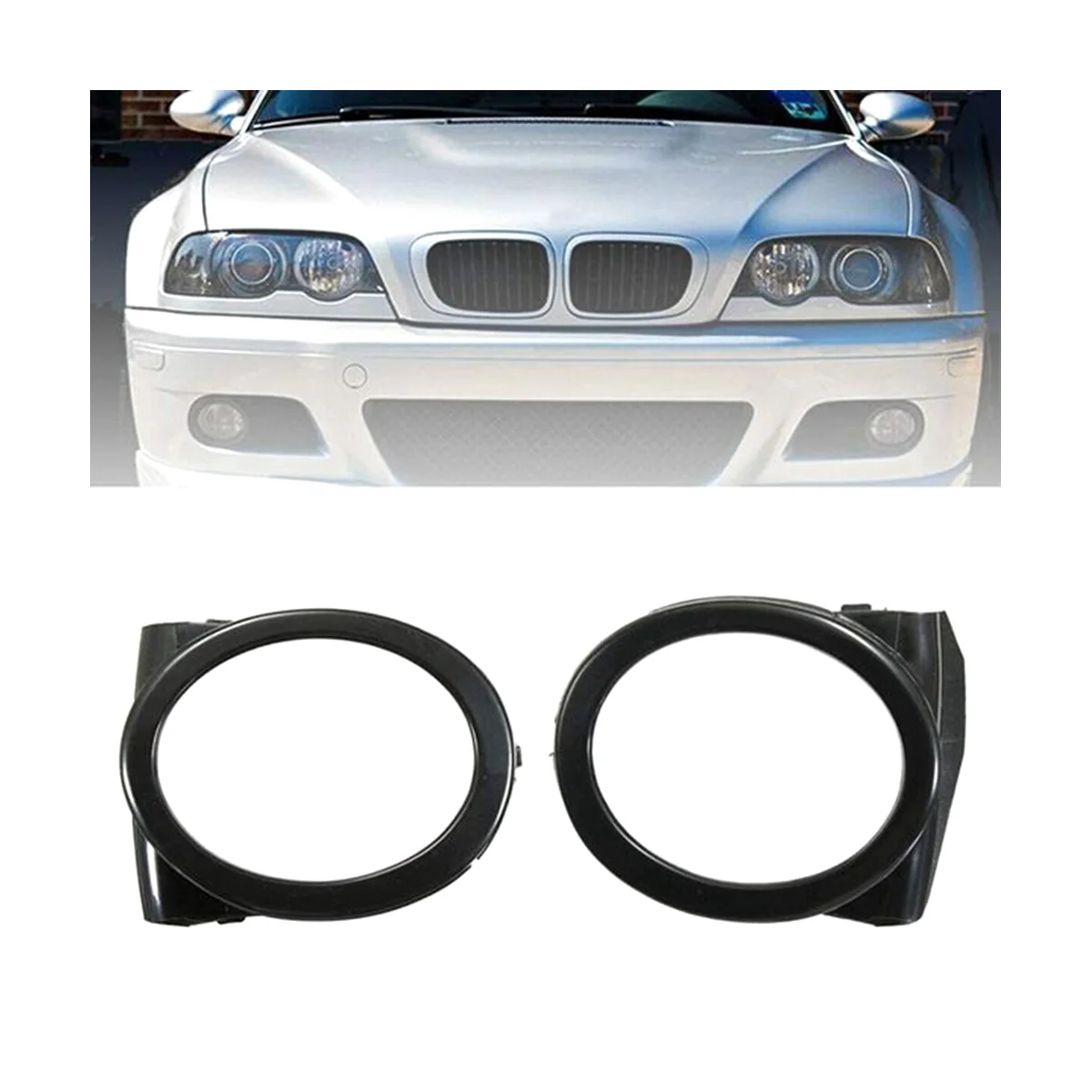 Black Fog Light Lamp Cover Trim Ring Fit for BMW E46 M3 2001-2006