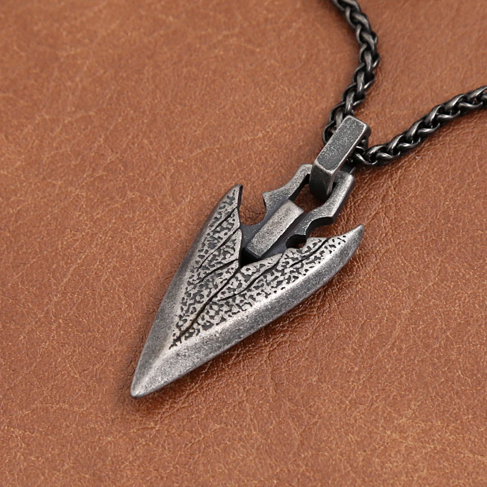 Collana Uomo Vichinga Celtica Con Ciondolo Testa Di Lancia – Argento, Lunga 22 Pollici