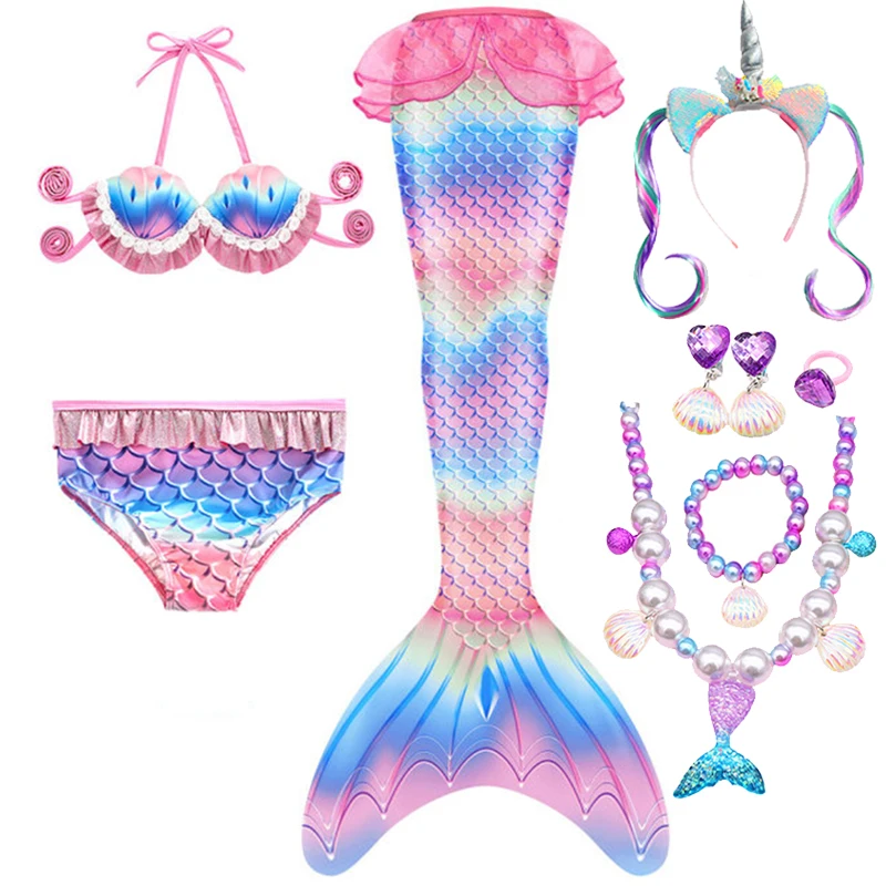 

Mermaid Costume Kids Swimming Mermaid Tail Dresses Gilrs Cosplay Costumes Mermaid Bikini Beach Swimsuit Christmas Clot